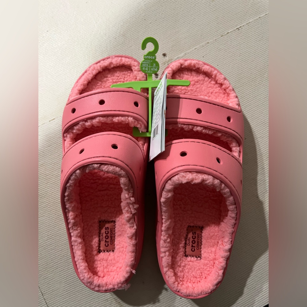 Crocs Pink Fuzzy Lined Sandals